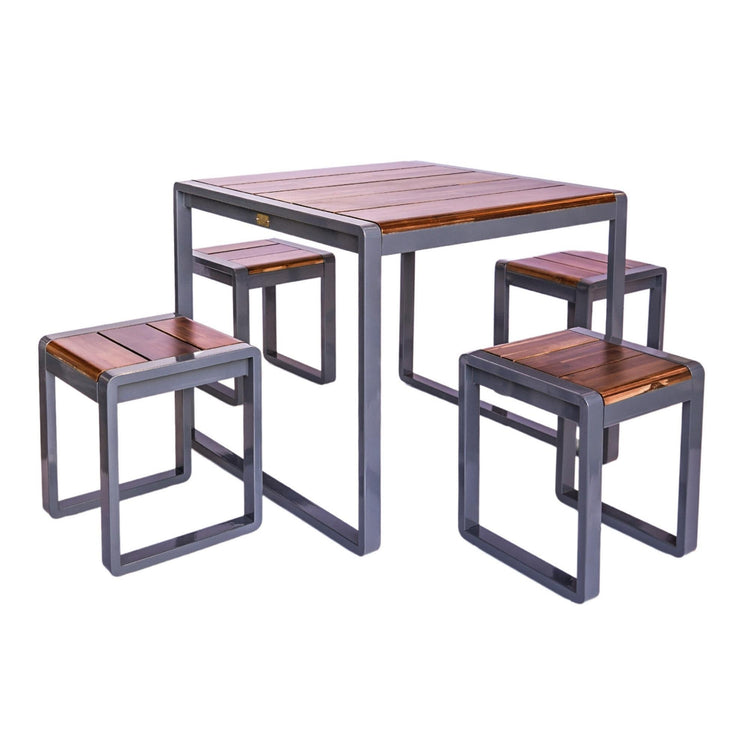 Ivyline Spitalfields Acacia Wood 5 Piece Furniture Set Square