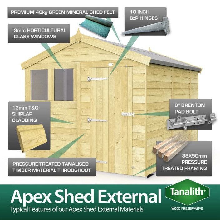 5ft x 16ft Apex Shed