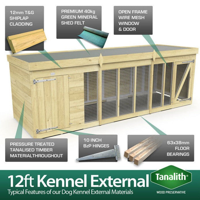 12ft x 4ft Dog Kennel and Run