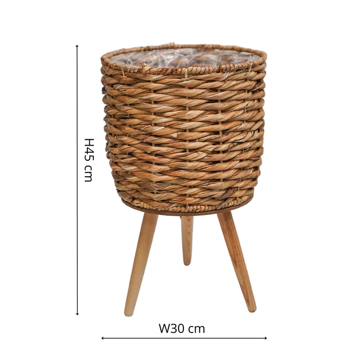 Ivyline Water Hyacinth Lined basket on Legs