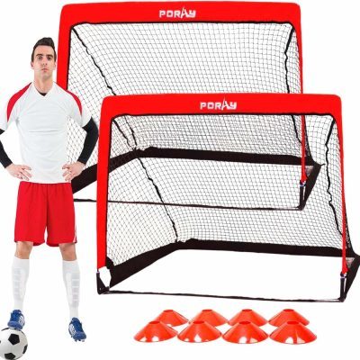 GardenSkill Set of 2 Square Portable Football Goals (Red)