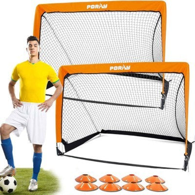 GardenSkill Set of 2 Square Portable Football Goal (orange) 