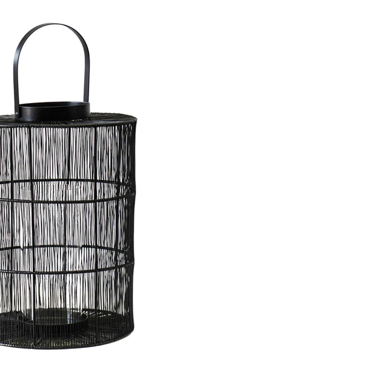 Ivyline Portofino Wirework Lantern with Glass Insert Black