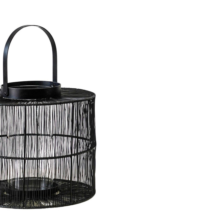 Ivyline Portofino Wirework Lantern with Glass Insert Black