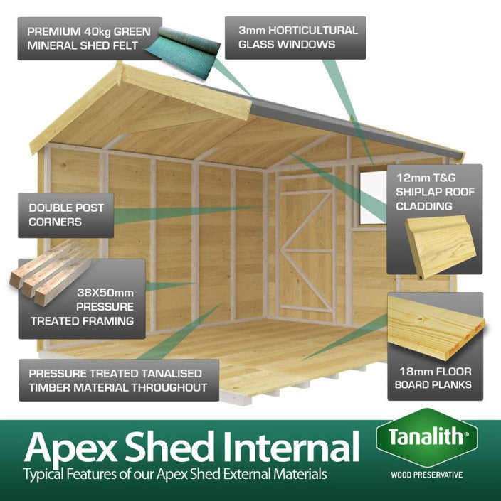 6ft x 15ft Apex Shed