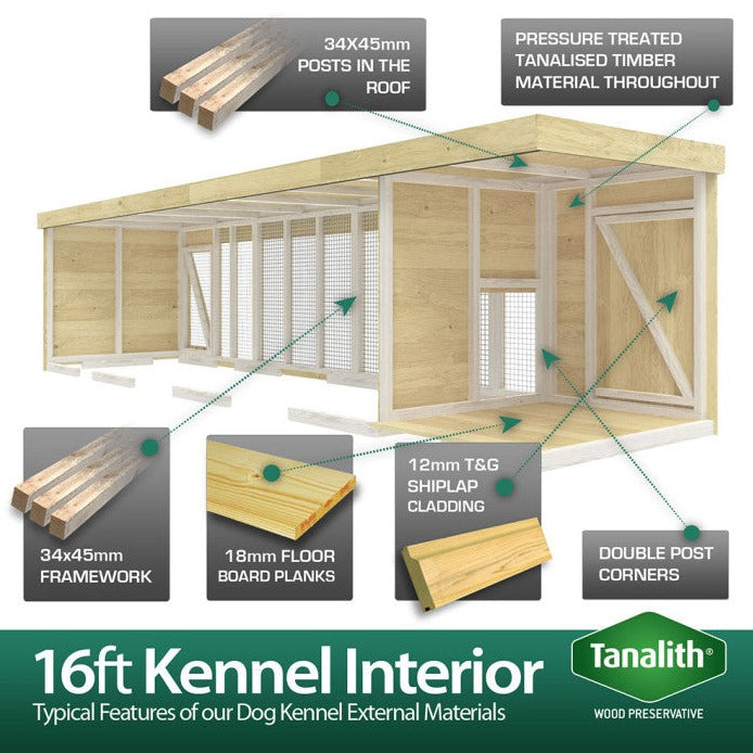 16ft x 6ft Dog Kennel and Run