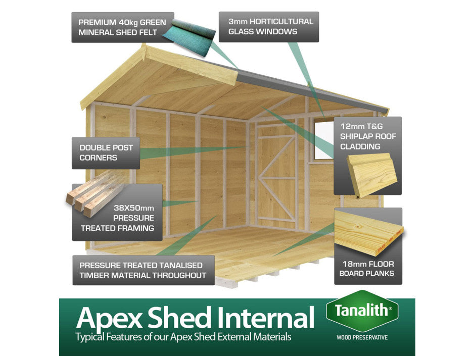 4ft x 12ft Apex Shed