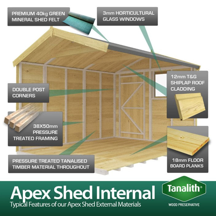 6ft x 10ft Apex Shed