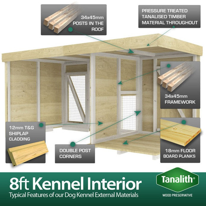 8ft x 4ft Dog Kennel and Run