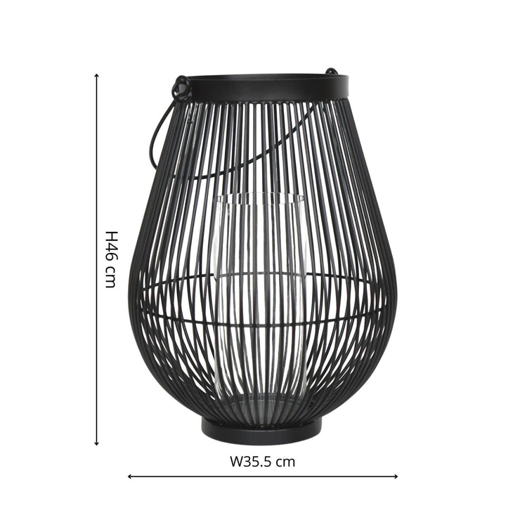 Ivyline Venere Lantern Black with Glass Insert