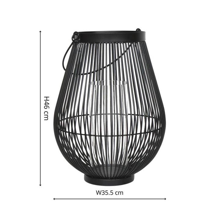 Ivyline Venere Lantern Black with Glass Insert