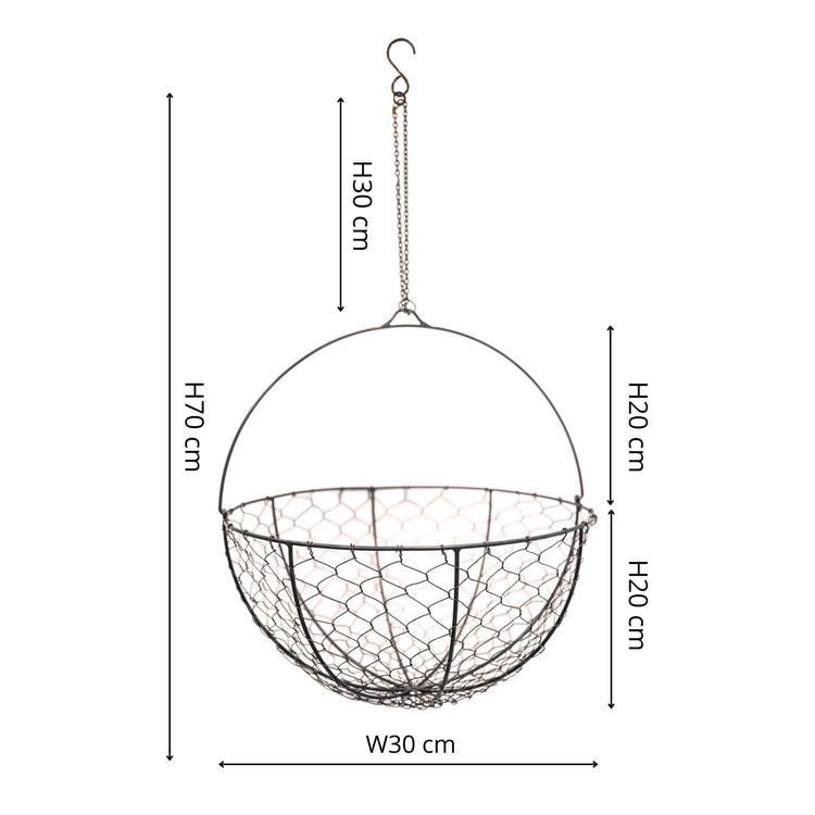 Ivyline Outdoor Hanging Wired Netted Basket