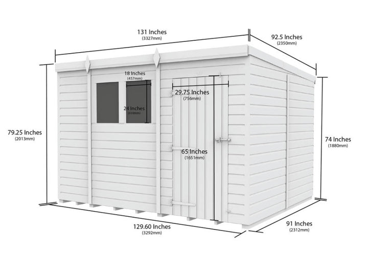 11ft x 8ft Pent Shed