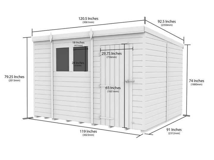 10ft x 8ft Pent Shed