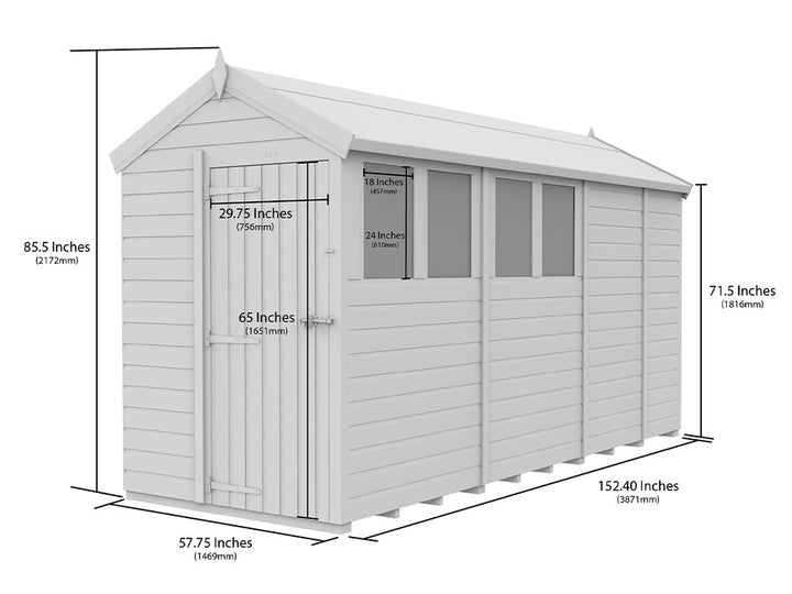 5ft x 13ft Apex Shed