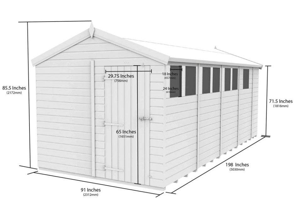 8ft x 17ft Apex Shed