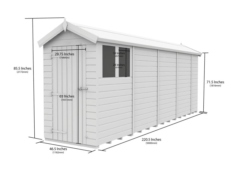 4ft x 19ft Apex Shed