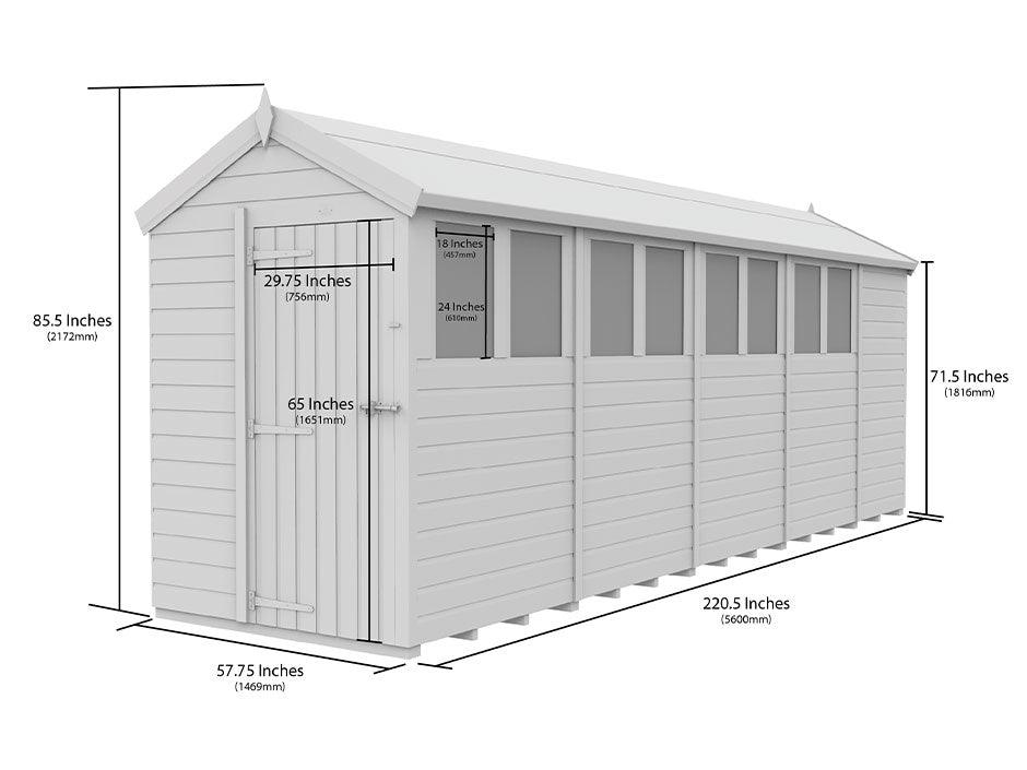 5ft x 19ft Apex Shed