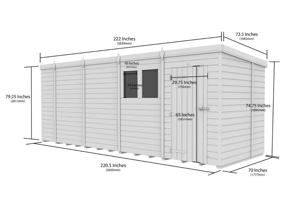 19ft x 6ft Pent Shed