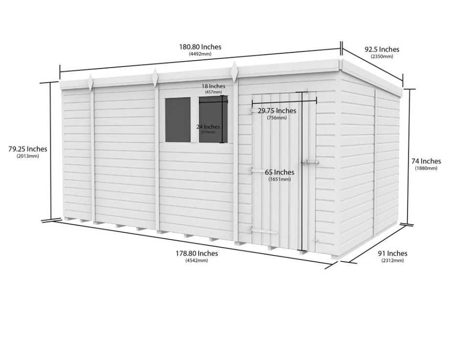 15ft x 8ft Pent Shed