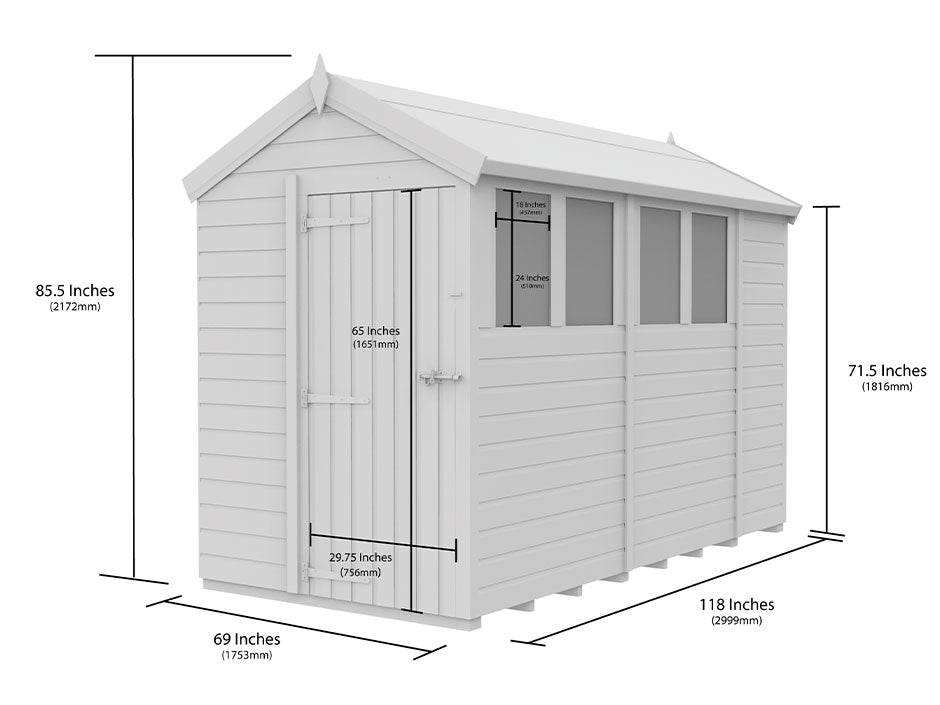 5ft x 10ft Apex Shed