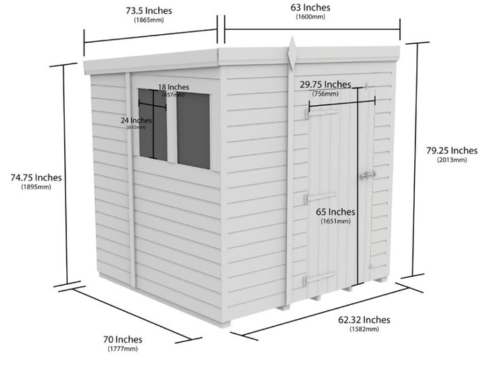 5ft x 6ft Pent Shed