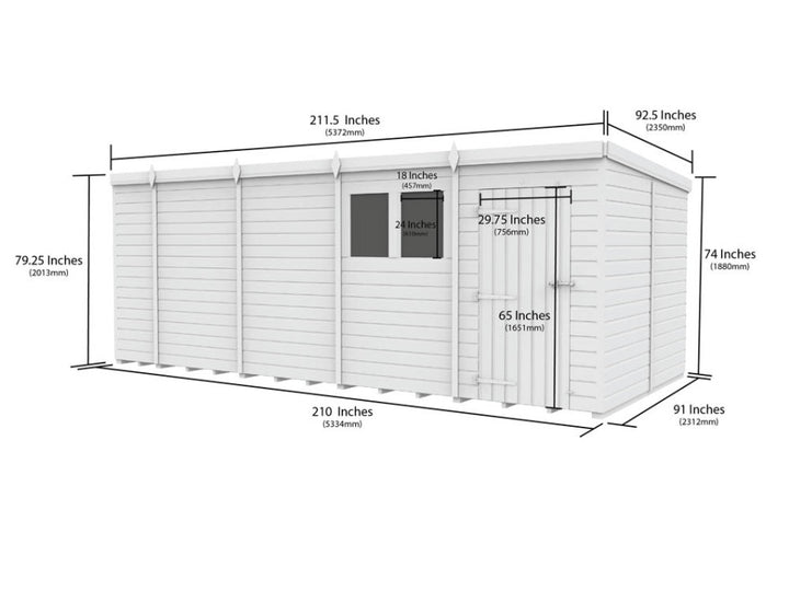 18ft x 8ft Pent Shed