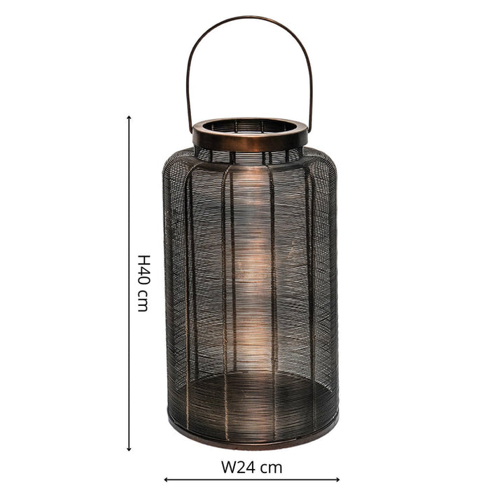 Ivyline Hampton Copper Woven Metal Lantern