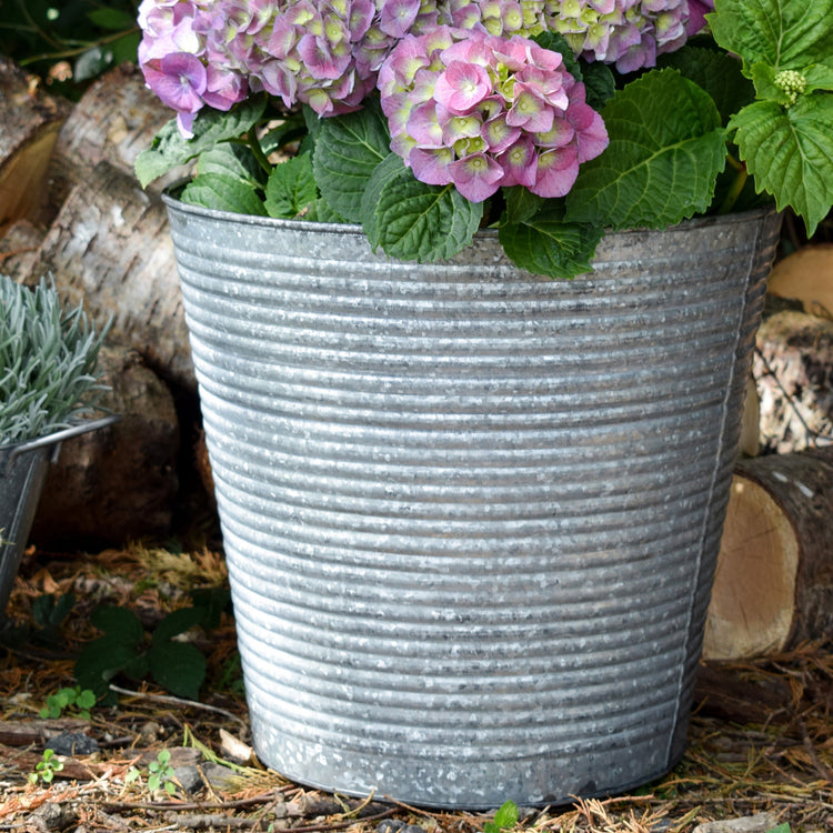 Ivyline Ribbed Galvanised Planter