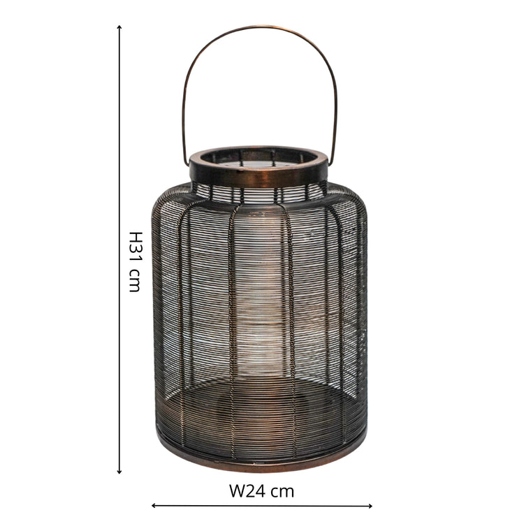 Ivyline Hampton Copper Woven Metal Lantern