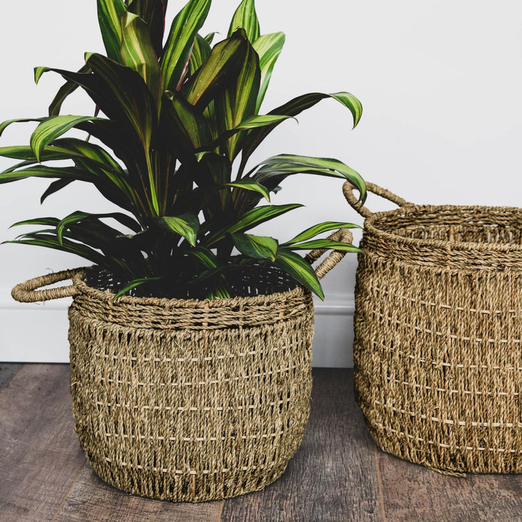 Ivyline Seagrass Lines Basket Natural - 2 Set