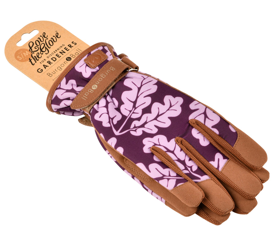 gardening gloves burgon and ball Burgon & Ball Love the Glove Oak Leaf Plum