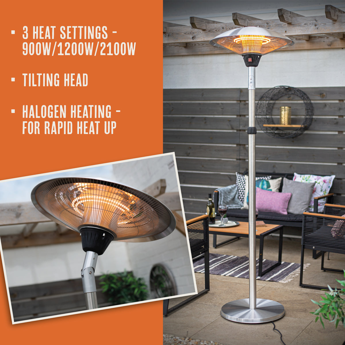 Buy La Hacienda Adjustable Standing Heater online UK