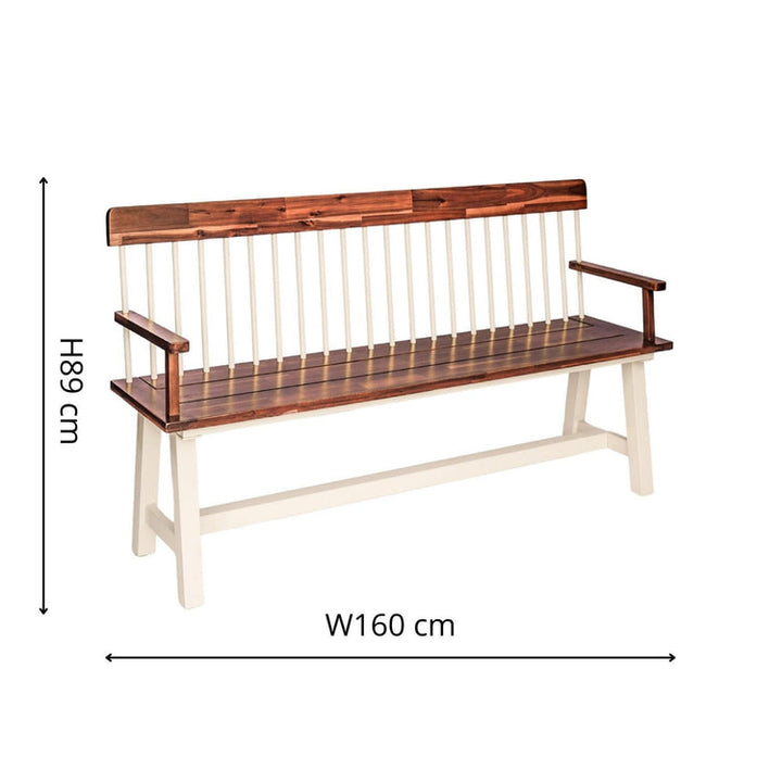 Ivyline Broadway Acacia Wood Cream Garden Bench