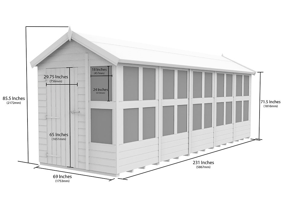 6ft x 20ft Apex Potting Shed