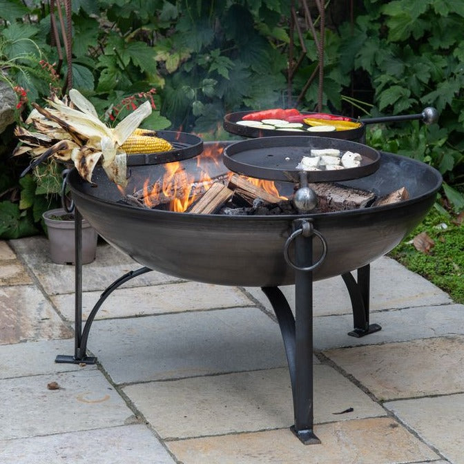 Buy Firepits UK 90cm Plain Jane with Three Swing Arm BBQ Racks online UK