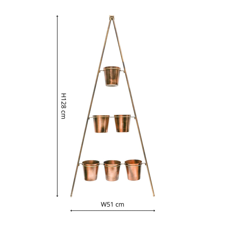 Ivyline Outdoor Vertical Gold Metal Wall Plant Stand with Planters