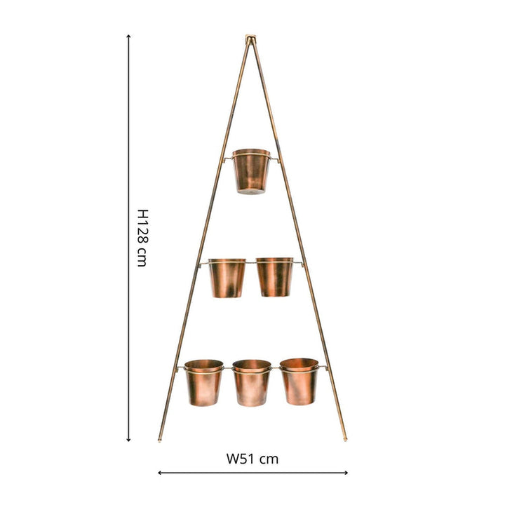 Ivyline Outdoor Vertical Gold Metal Wall Plant Stand with Planters