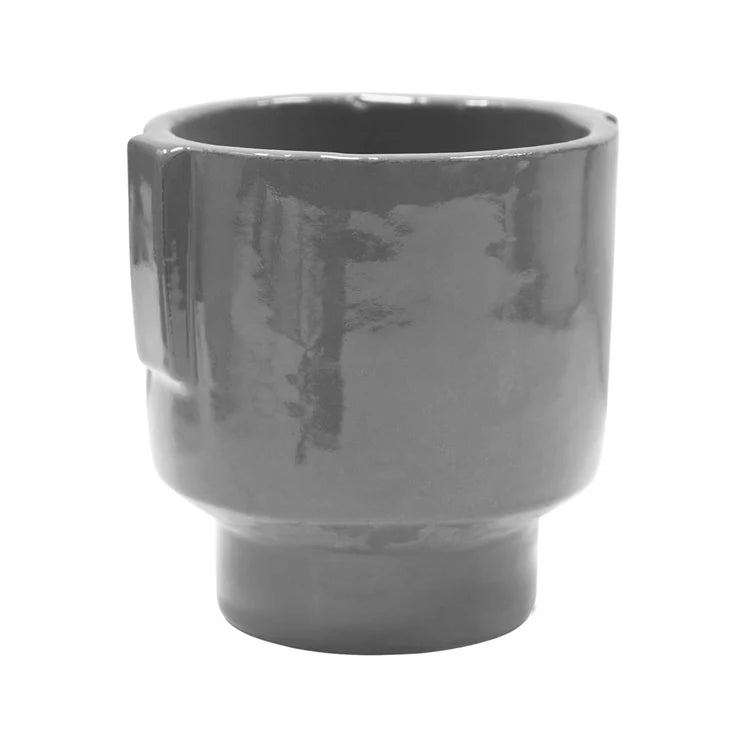 Ivyline Aries Glazed Handles Planter Charcoal