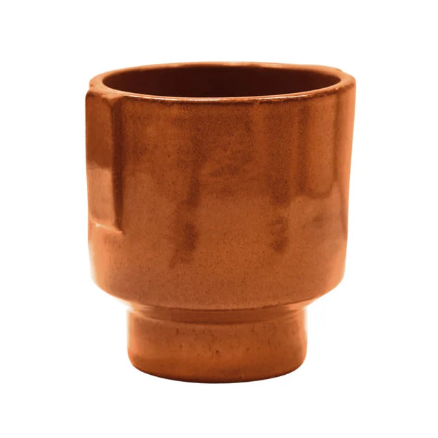Ivyline Aries Glazed Handles Planter Rust
