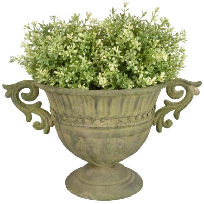 Aged Metal Green Urn