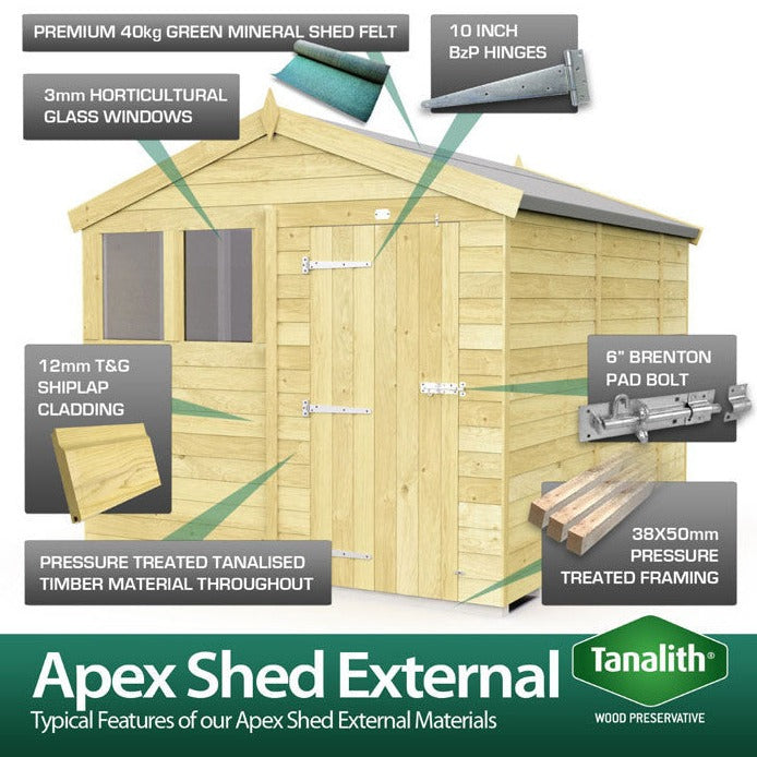 7ft x 17ft Apex Shed