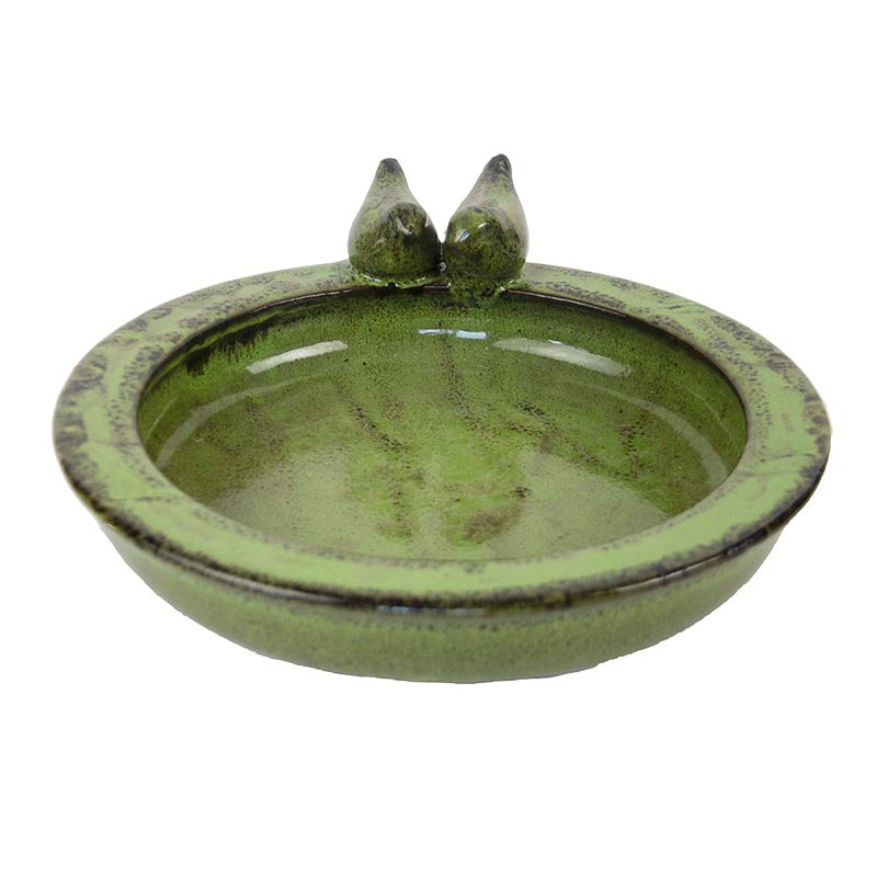 Bird Bath Ceramic Round - Green