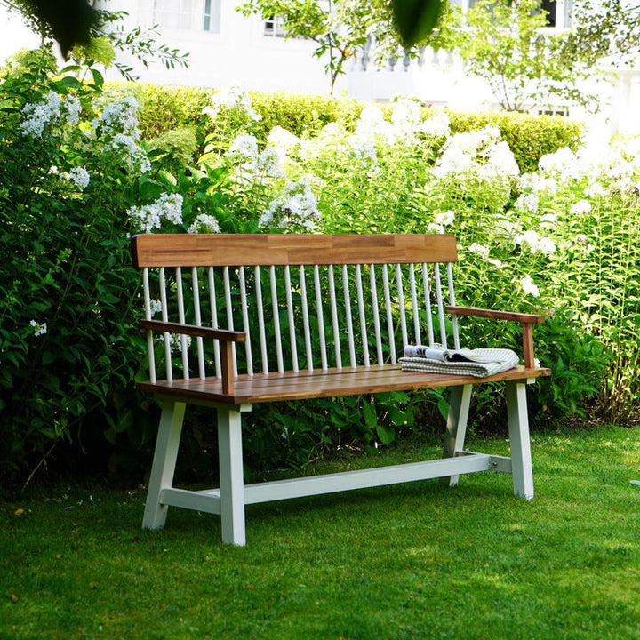 Ivyline Broadway Acacia Wood Cream Garden Bench