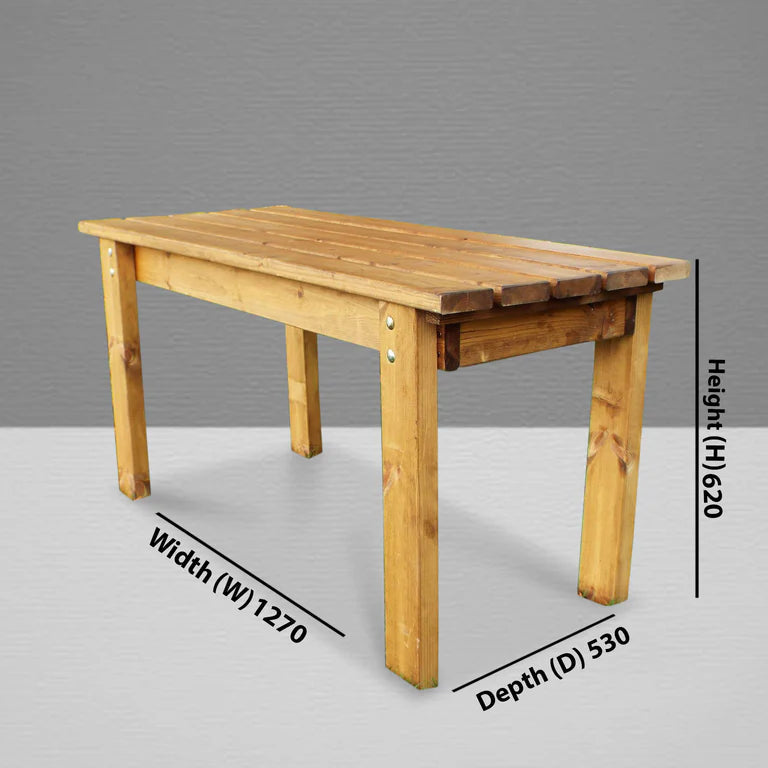 KIDS TABLE - With dimensions in a photo room. 