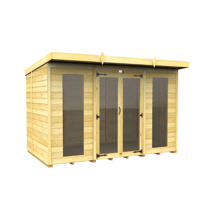 8ft x 10ft Pent Summer House (Full Height Window)