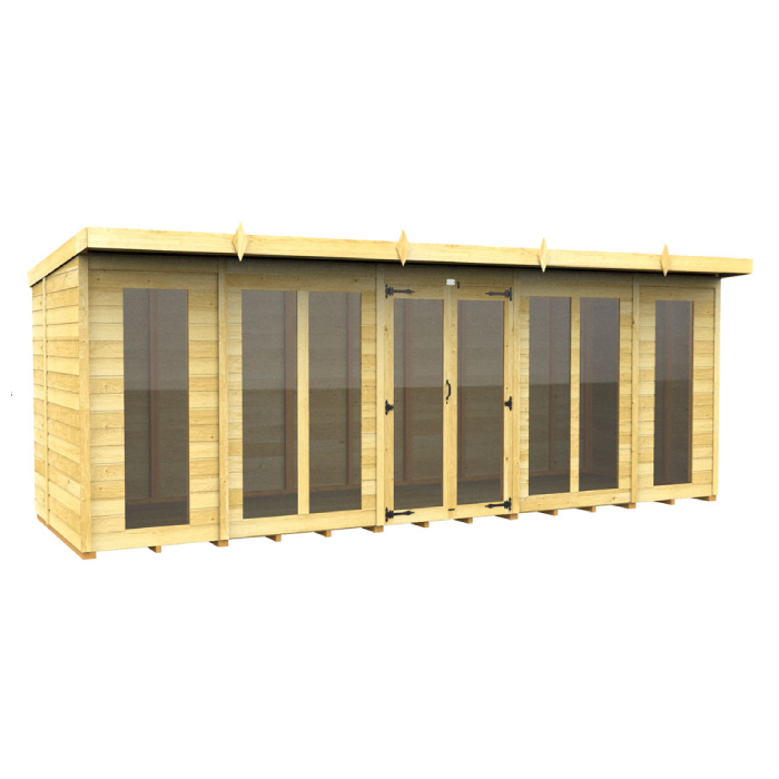 8ft x 18ft Pent Summer House (Full Height Window)