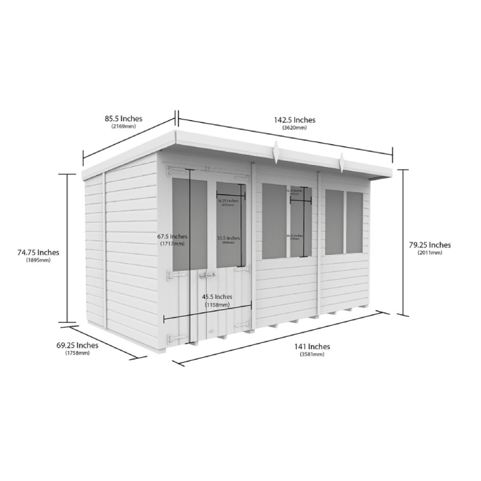 6ft x 12ft Pent Summer House