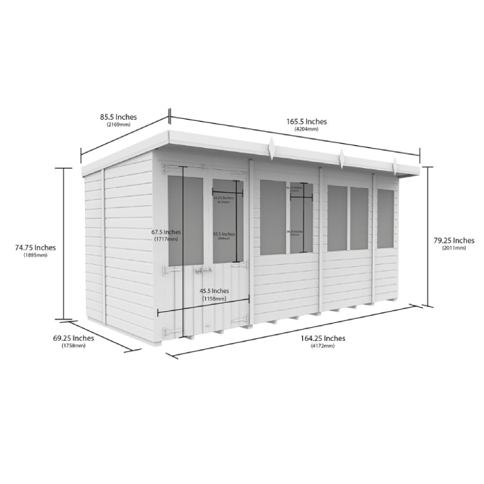 6ft x 14ft Pent Summer House