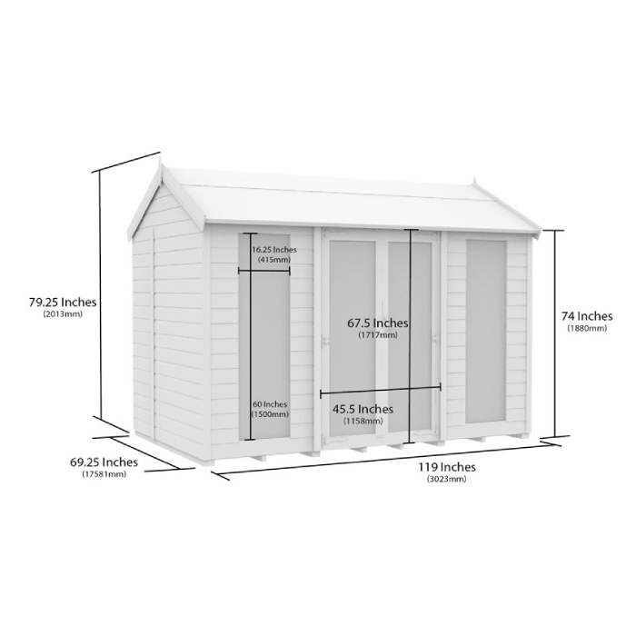 6ft x 10ft Apex Summer House (Full Height Window)